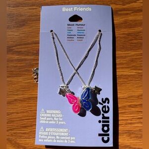 Claire's BFF Mood Necklace Set-Pink & Blue butterfly